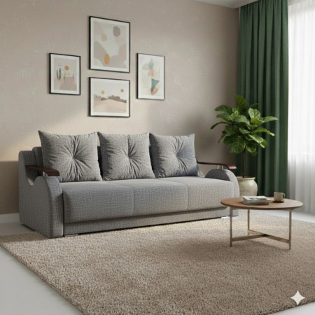 Canapele - CANAPEA ORIENT extensibila 140 stofa plusata gri Wind 21