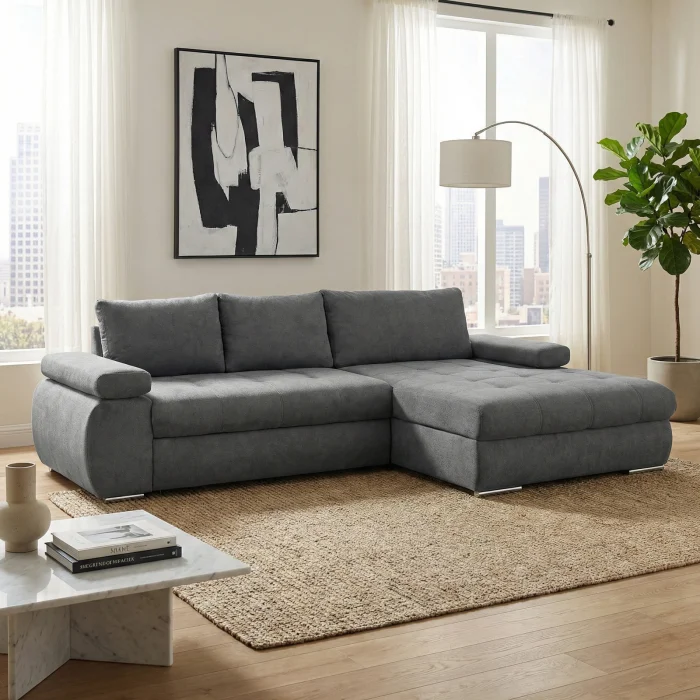 Coltare extensibile - coltar-infinity-extensibil-stofa-gri-aston-13-mobila-actual