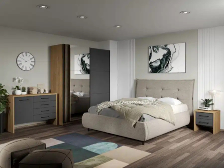 Mobila dormitor - DORMITOR AXEL cu dulap cu 2 usi culisante si oglinda