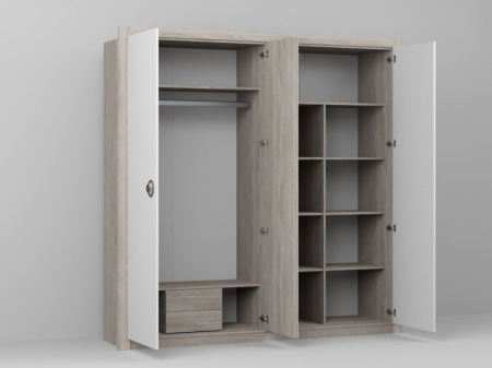 DORMITOR NOEL cu dulap cu 4 usi batante si oglinda si pat tapitat [4]