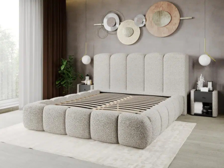 DORMITOR NOEL cu dulap cu 4 usi batante si oglinda si pat tapitat [2]