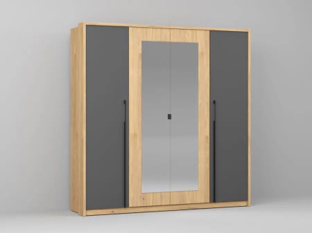 DORMITOR PERO cu dulap cu 4 usi batante si oglinda si pat tapitat [1]