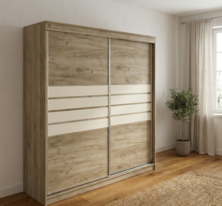 Dressinguri sI dulapuri - Dressing Luca 2m cu usi culisante culoare stejar gri craft Mobila Actual Barlad