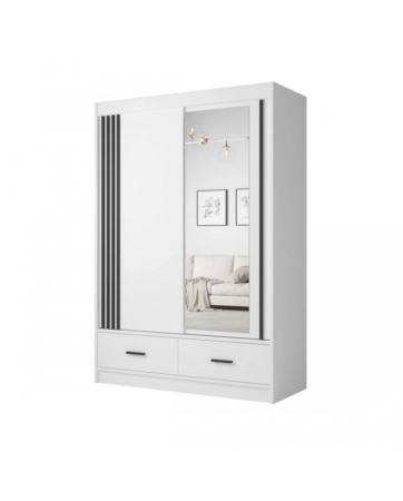 Dressinguri sI dulapuri - Dressing CANADA CA24-150 alb cu manere negre, 2 usi culisante si 2 sertare