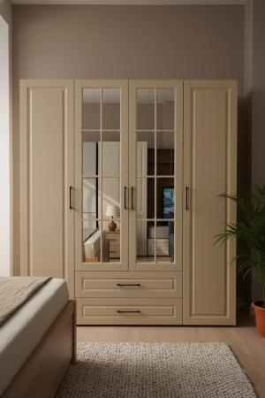 Dulap URBAN MDF crem deschis si pal sonoma, 4 usi batante si 2 sertare [0]