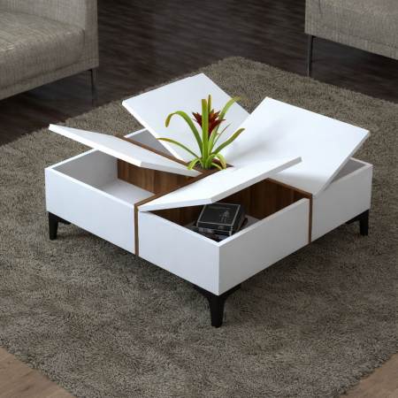 Masuta cafea AMETIST pal stejar antic si blat MDF negru lucios [1]