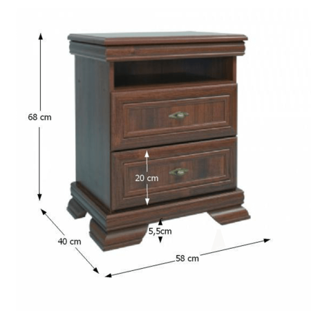 Noptiera cu 2 sertare Kora KSN nuc [1]