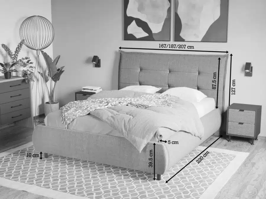 PAT tapitat Axel cu somiera rabatabila si lada de depozitare [6]