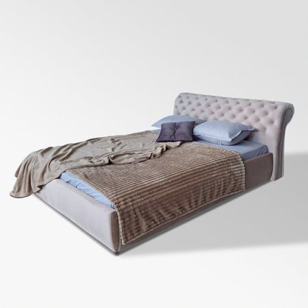 Mobila dormitor - PAT tapitat CLASIC 200 * 160 stofa gri deschis Herbi 35