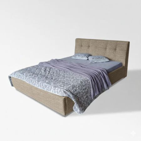 Pat tapițat Dana 200*140 stofa bej cu somieră rabatabilă și ladă depozitare [1]