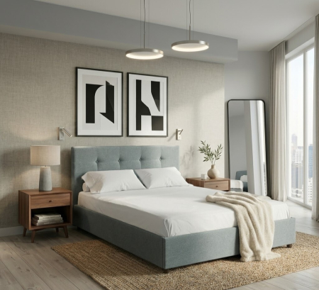 Paturi tapitate - pat-tapitat-econo-clasic-200*160-gri-verzui-twist15-mobila-actual