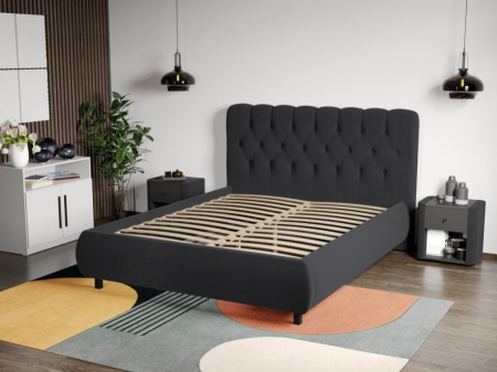 PAT tapitat MEGA catifea gri inchis cu somiera fixa [1]