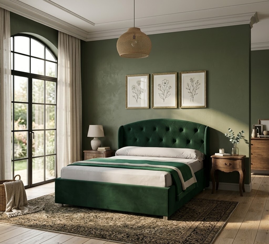 Paturi tapitate - pat-tapitat-round-200*160-verde-riviera38-mobila-actual