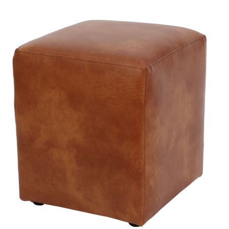 Mobila living - Taburet CUBE imitatie piele coniac 8070