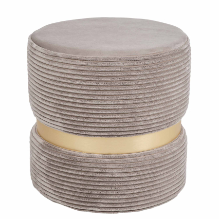 Taburet RING cu inel auriu stofa bej deschis L46 [4]