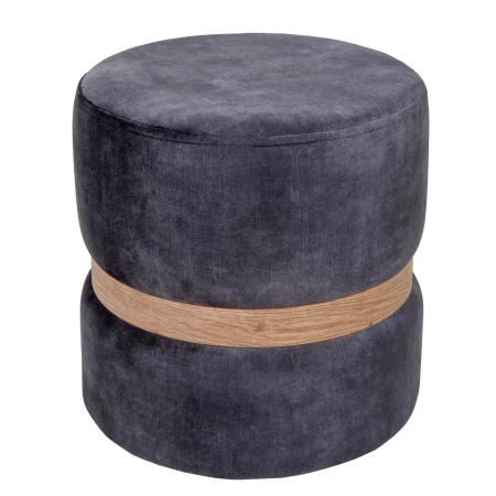 Taburet RING catifea gri cu inel stejar [3]