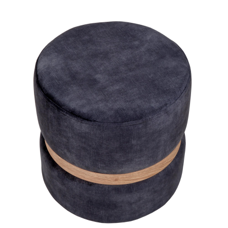 Taburet RING catifea gri cu inel stejar [2]