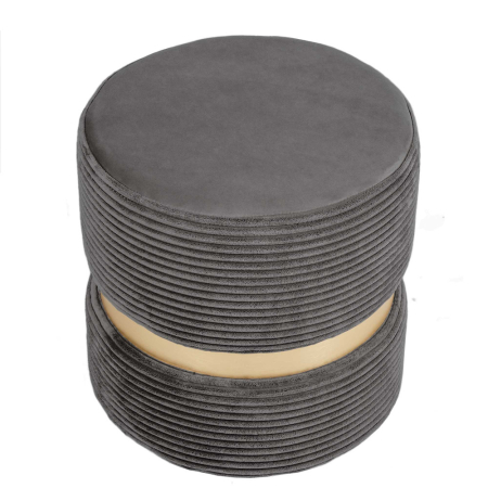 Taburet RING cu inel auriu stofa gri petrol L49 [1]