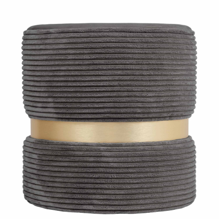 Mobila living - Taburet RING cu inel auriu stofa gri petrol L49