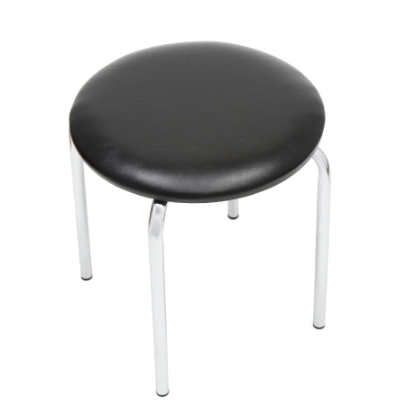 Mobila bucatarie - taburet-sofia-crom-imitatie-piele-negru