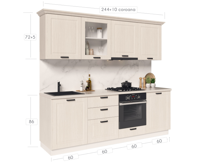 Bucatarie Athena 2.44 MDF 244x223x60cm lemn alb [12]