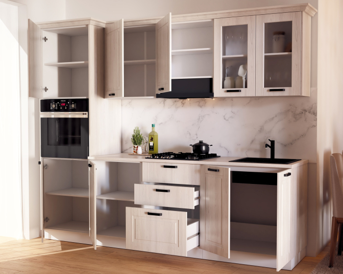 Mobilă Bucătărie Athena MDF Lemn Alb 266x223x60 cm [4]