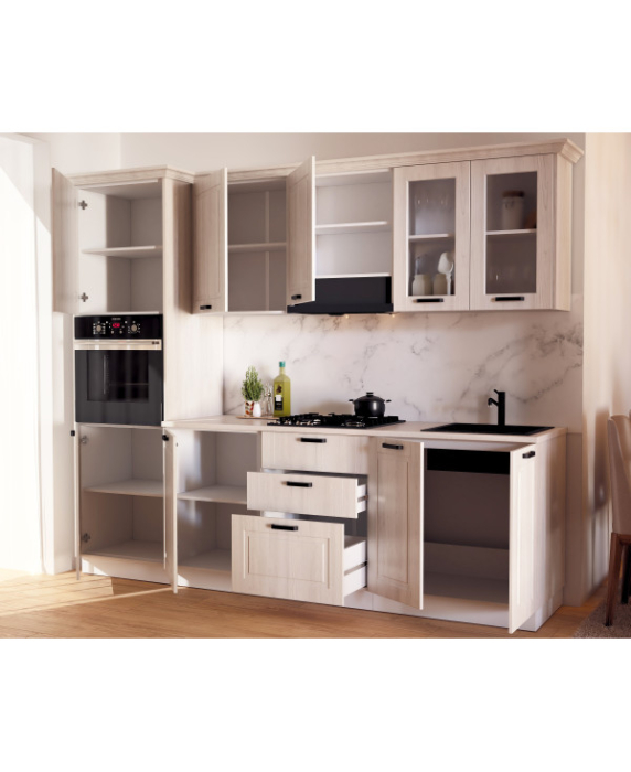 Bucatarie ATHENA 2.66 MDF, 266x223x60cm, lemn alb [4]