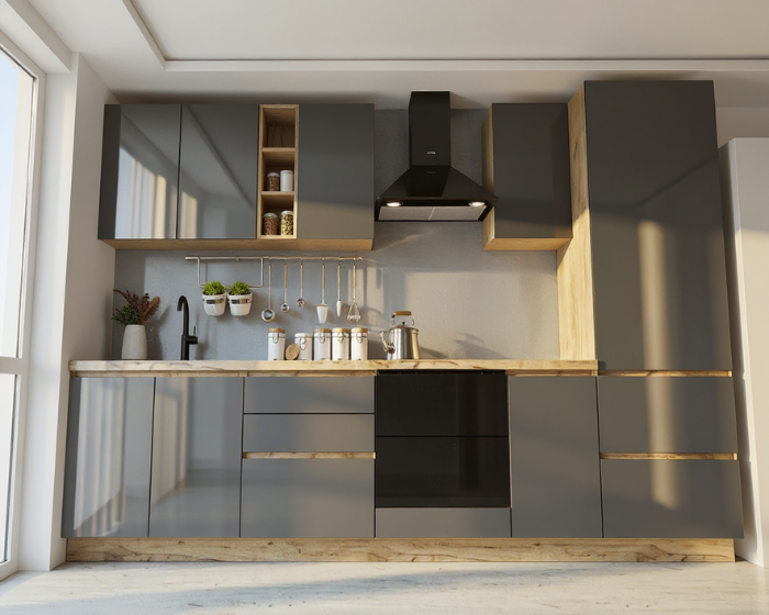 Bucatarie Chelsea 3m 300x60x215 cm Stejar K003/Antracit [4]