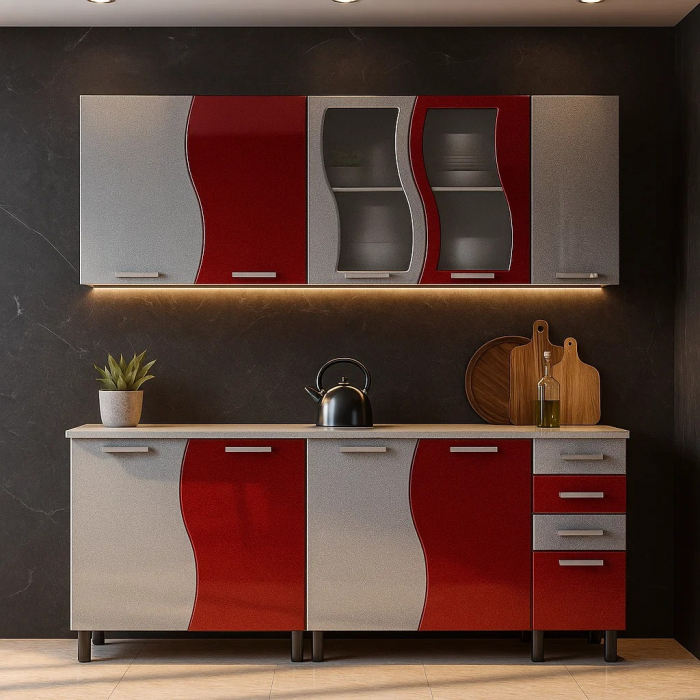 Bucatarie CIP S MDF Rosu Metalizat 2m [4]