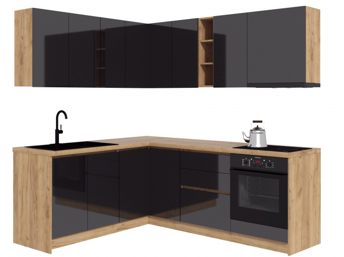 Bucatarie colt Chelsea V1, Gri antracit [2]