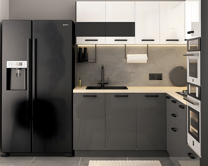 Bucatarie Daria colt  V1 Alb+Gri Antracit