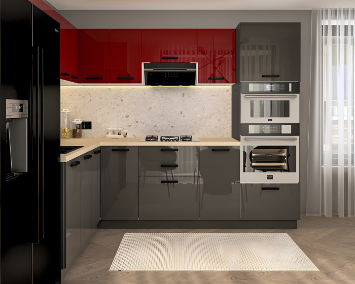 Bucatarie Daria colt V1, Rosu+Antracit [3]