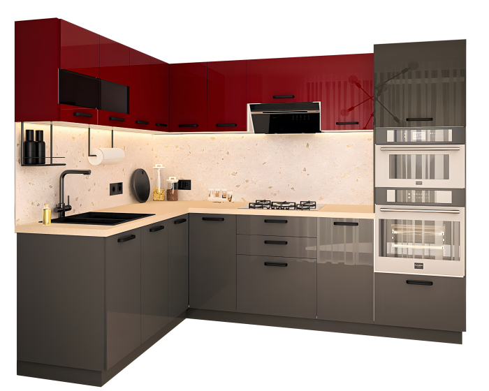 Bucatarie Daria colt V1, Rosu+Antracit [5]