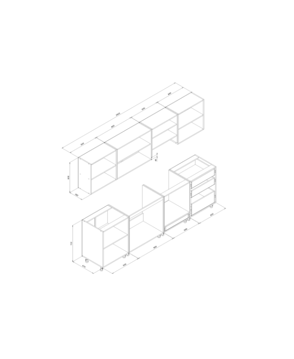 Bucatarie Daria MDF, V1 260x60x200cm, Alb+ Antracit [9]