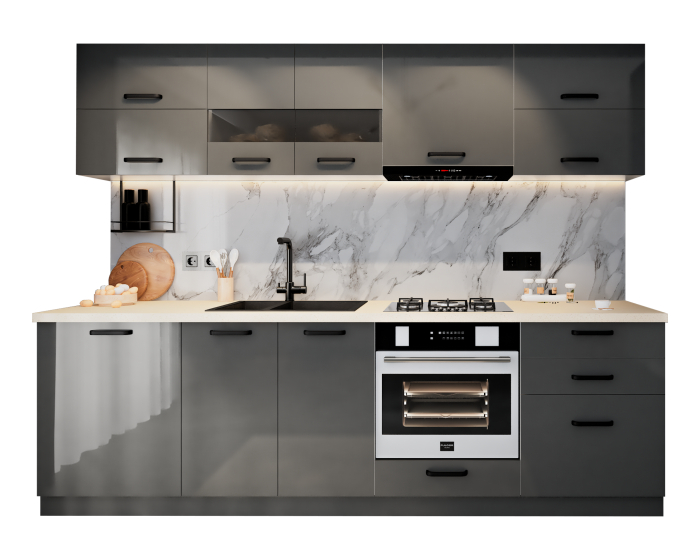 Bucatarie Daria MDF, V1 260x60x200cm, Antracit [5]