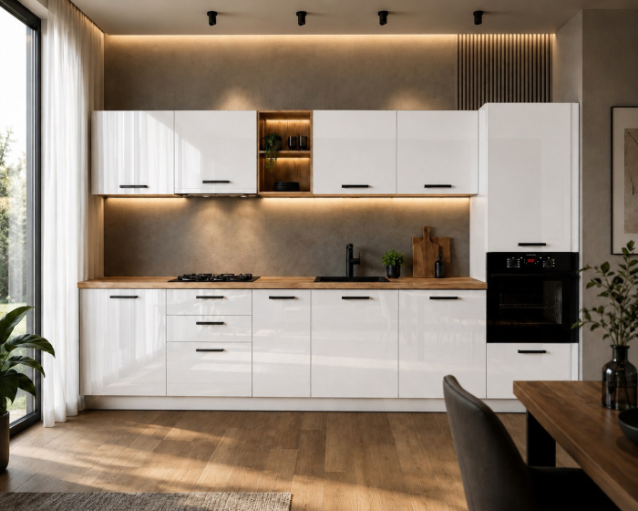 Bucatarie Daria MDF V1 Alb lucios 340x60x200cm [2]
