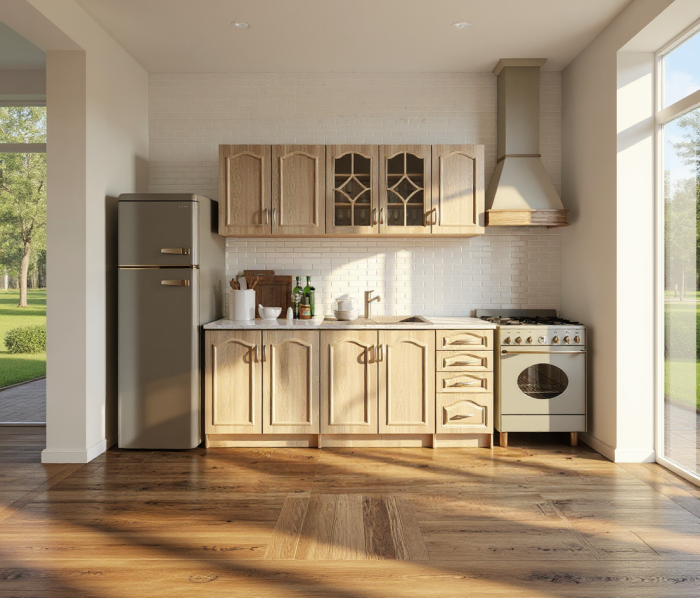 Bucatarie Olea Mebel MDF 2m Mesteacan cu blat intreg [2]