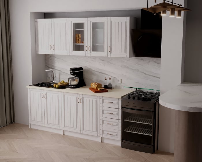 Bucatarie Provence RO 2m MDF, Alb [4]