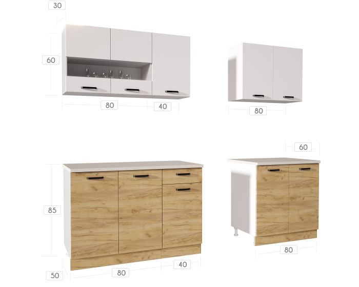 Bucatarie Vio Stejar K003 Alb 2m [10]