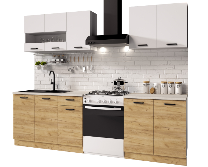 Bucatarie Vio Stejar K003 Alb 2m [9]