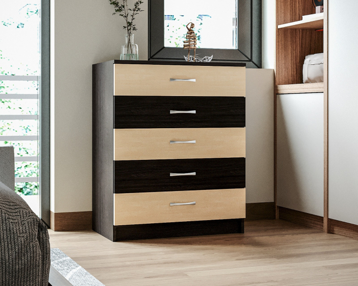 Comoda 5 Sertare Wenge + Mesteacan