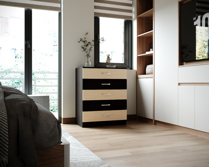 Comoda 5 Sertare Wenge + Mesteacan [4]