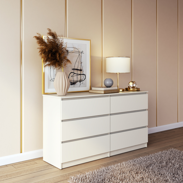 Comoda ARIA 6 sertare, 120x40x77cm, Alb [2]
