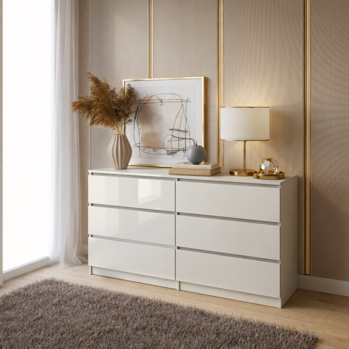 Comoda ARIA 6 sertare, 120x40x77cm, Alb [3]