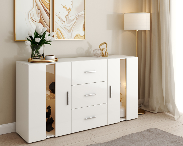 Comoda ARIA Lux, 135x32x72cm, Alb [2]