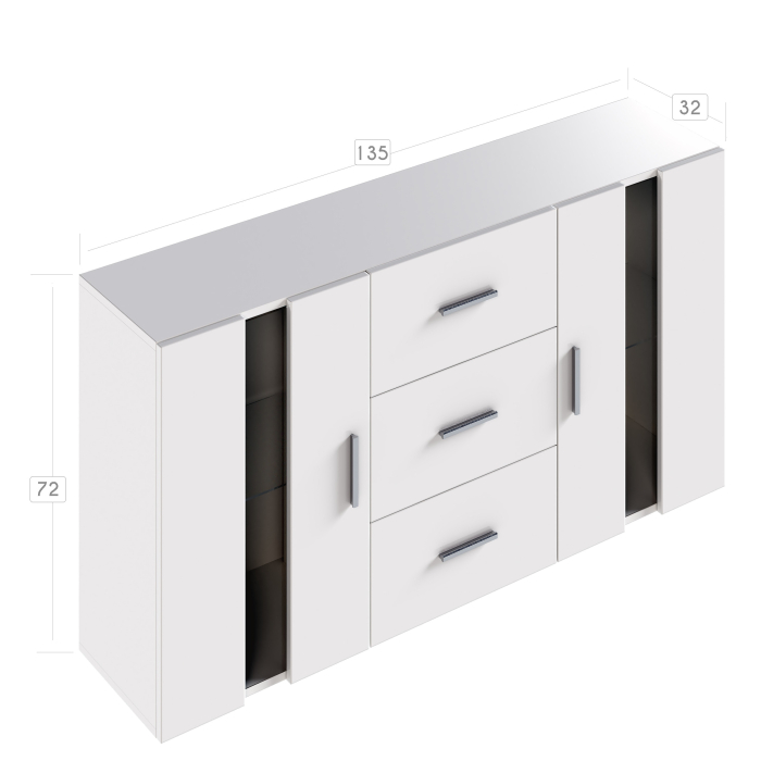 Comoda ARIA Lux, 135x32x72cm, Alb [10]