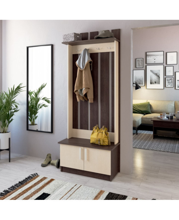 Cuier Yana, 80x37x200cm, Wenge+Mesteacan