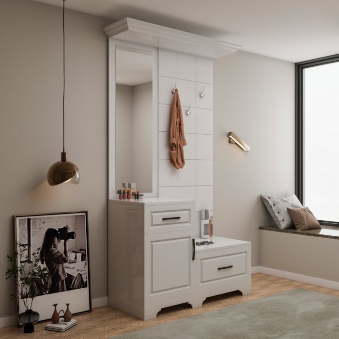 Cuier ZQD 109, 113x43x205cm, Alb [3]