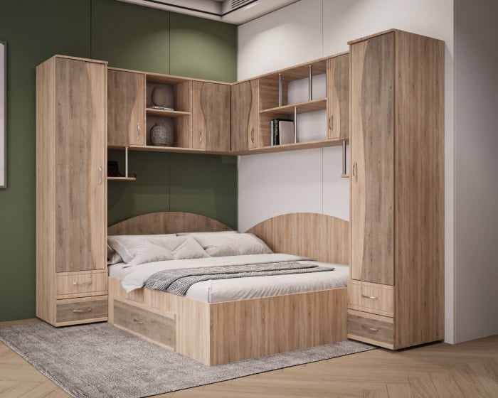 Dormitor Tineret Colt S, Sonoma-Trufe 187x51 247x200 cm