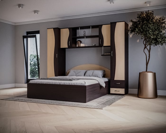 Dormitor Tineret, Wenge+Mesteacan 227x51 205x200 cm